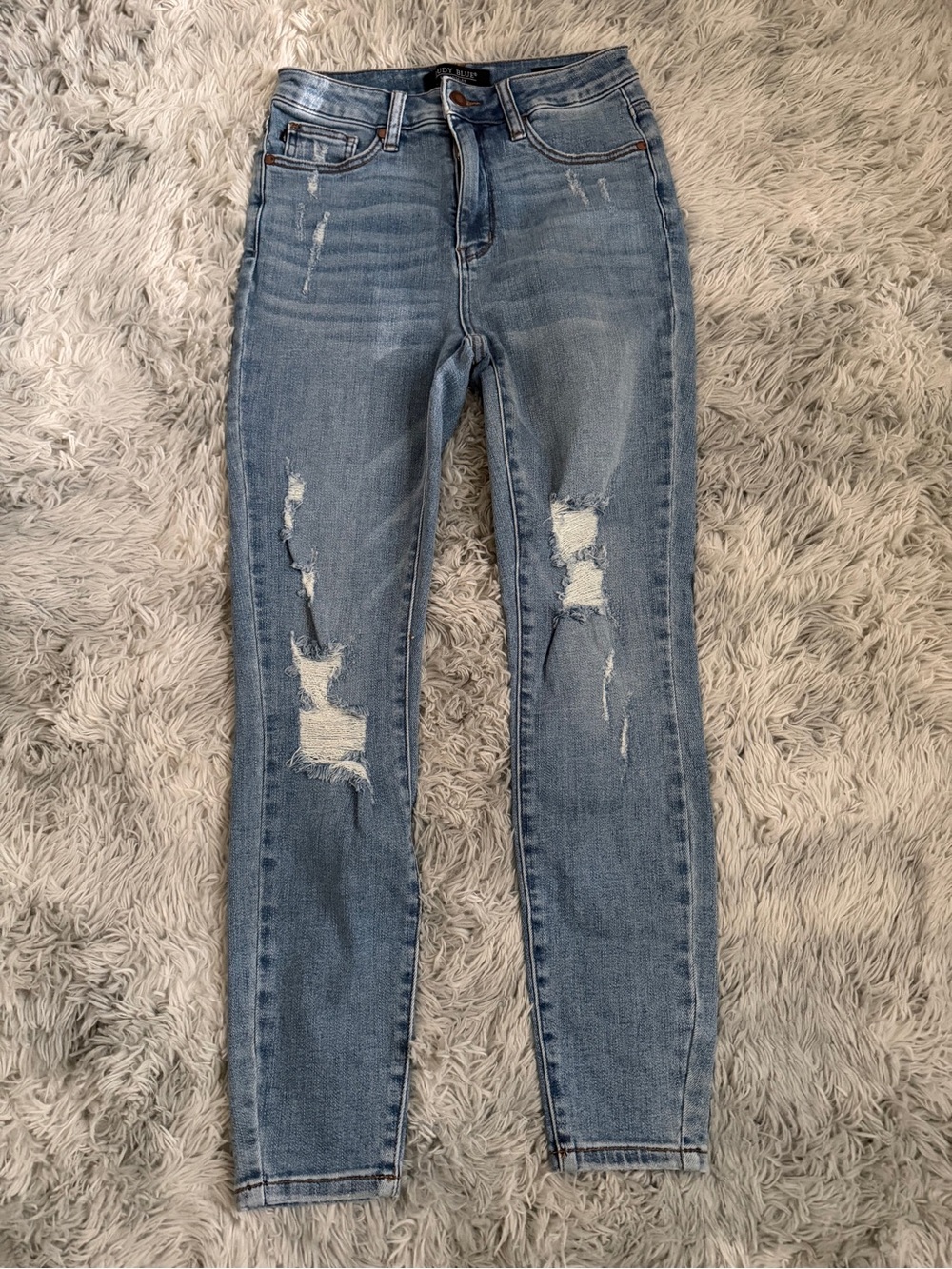 Judy Blue Light Blue Distressed High-Rise Skinny Jeans